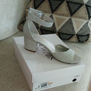 Dream Pairs Women's Silver Chunky Heel Sandals